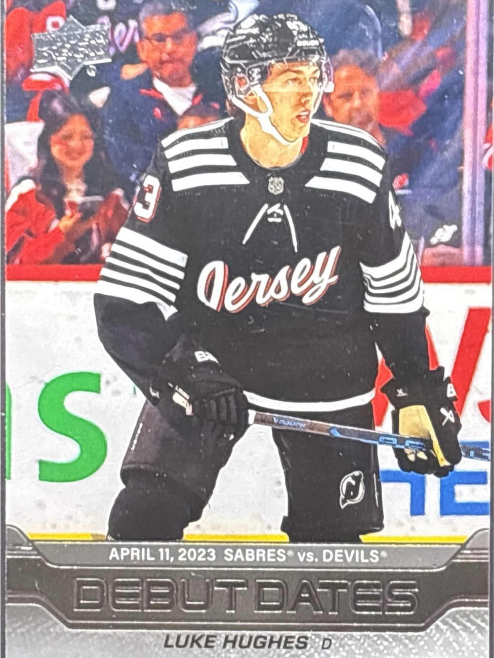 Upper Deck Debut Dates Luke Hughes Hockey Trading Card